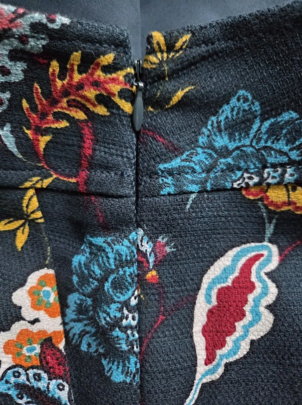LOFT Jacobean Floral Pencil Skirt Deep‎ Teal/Navy